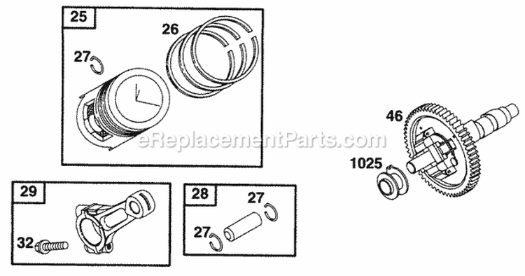 Piston Grp Cam Diagram and Parts List for 290447-0041-01  Briggs and Stratton Engine